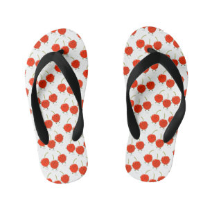 Cute jumping red cherries cartoon illustration kid's thongs