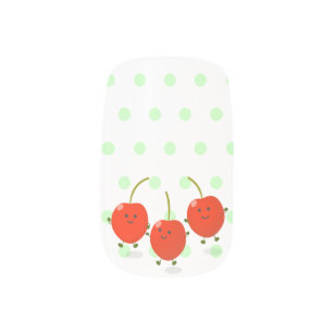 Cute jumping red cherries cartoon illustration minx nail art