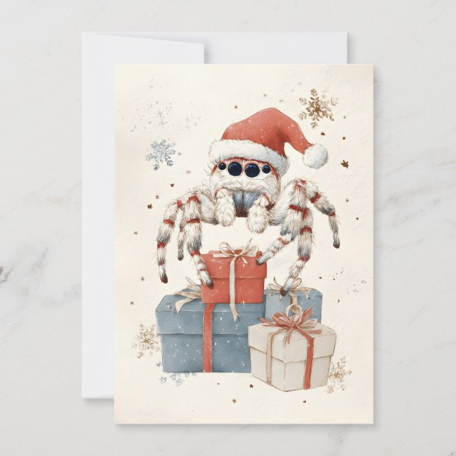 Cute Jumping Spider Christmas Cards (Front)