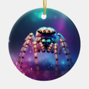 Cute Jumping Spider Vibrant Colours Ceramic Ornament