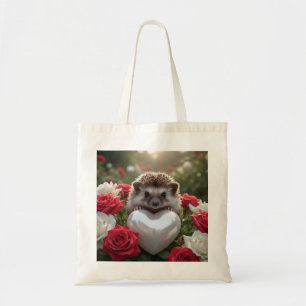 Cute June Hedgehog with Pearl Heart Tote Bag