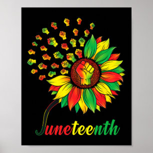Cute Juneteenth Fist Sunflower Black African Ameri Poster