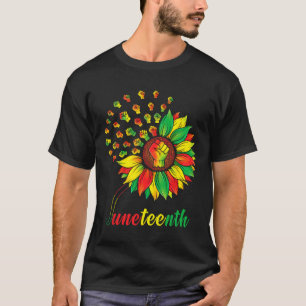 Cute Juneteenth Fist Sunflower Black African Ameri T-Shirt