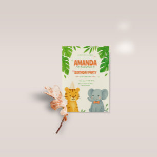 Cute Jungle Animal Birthday Invitation