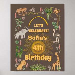 Cute Jungle Animal Birthday  Poster