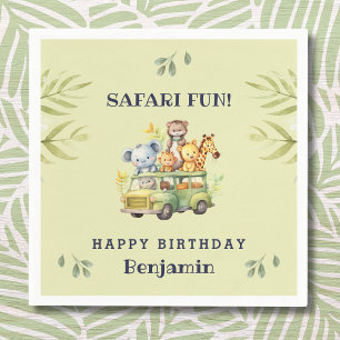 Cute Jungle Animal Kids Safari Birthday Napkin
