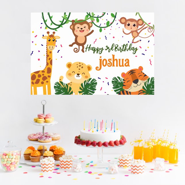 Cute jungle animal party banner poster (Creator Uploaded)
