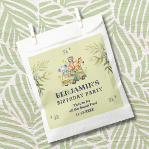 Cute Jungle Animal Safari Birthday Thank You Favour Bag