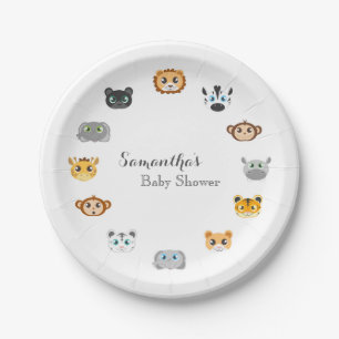 Cute Jungle Animal Theme Baby Shower Paper Plate