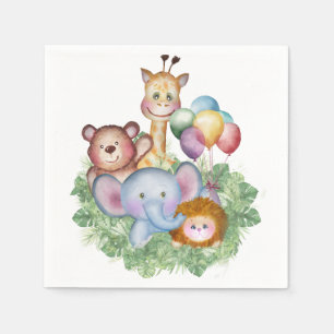 cute jungle animal train theme napkin