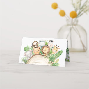 Cute Jungle Animals 1st Birthday Baby Shower Place Card