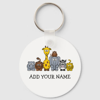 CUTE JUNGLE ANIMALS ADD YOUR TEXT KEY RING