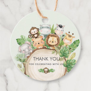 Cute Jungle Animals Baby Shower 1st 2nd Birthday Favour Tags