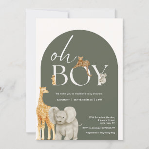 Cute Jungle Animals Baby Shower Invitation