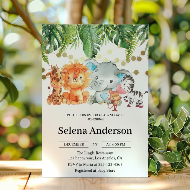 Cute Jungle Animals Baby Shower Invitation         (Creator Uploaded)
