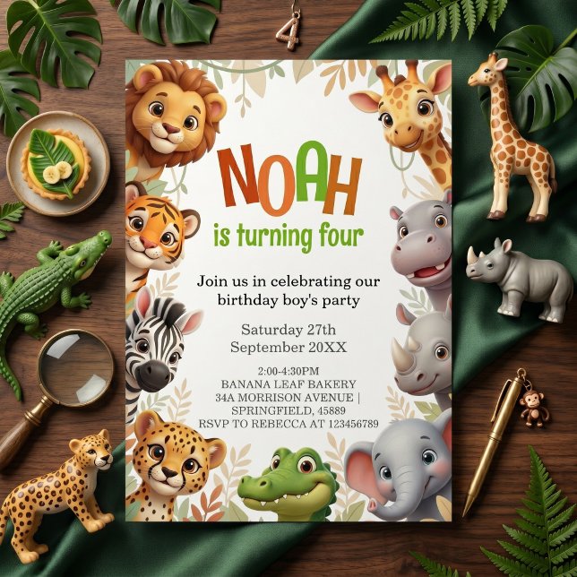 Cute Jungle Animals Birthday Invitation (Creator Uploaded)