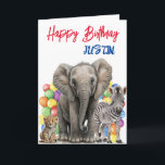 Cute Jungle Animals Birthday Personalised  Card<br><div class="desc">This design may be personalised by choosing the Edit Design option. You may also transfer onto other items. Contact me at colorflowcreations@gmail.com or use the chat option at the top of the page if you wish to have this design on another product or need assistance. See more of my designs...</div>