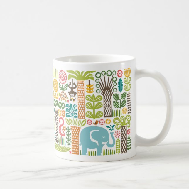 Cute Jungle Animals Colorful Safari Elephant Zoo Coffee Mug (Right)