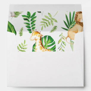 Cute Jungle Animals Greenery Birthday Baby Shower  Envelope