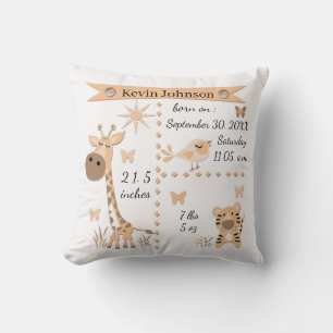 Cute jungle animals in peach throw pi throw pillow