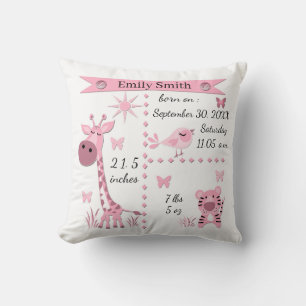 Cute jungle animals in soft pink for a girl. cushion