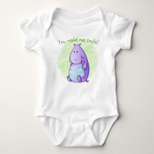 Cute Jungle Animals   Infant Hippo Baby Baby Bodysuit