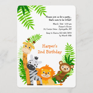Cute Jungle Animals Invitation