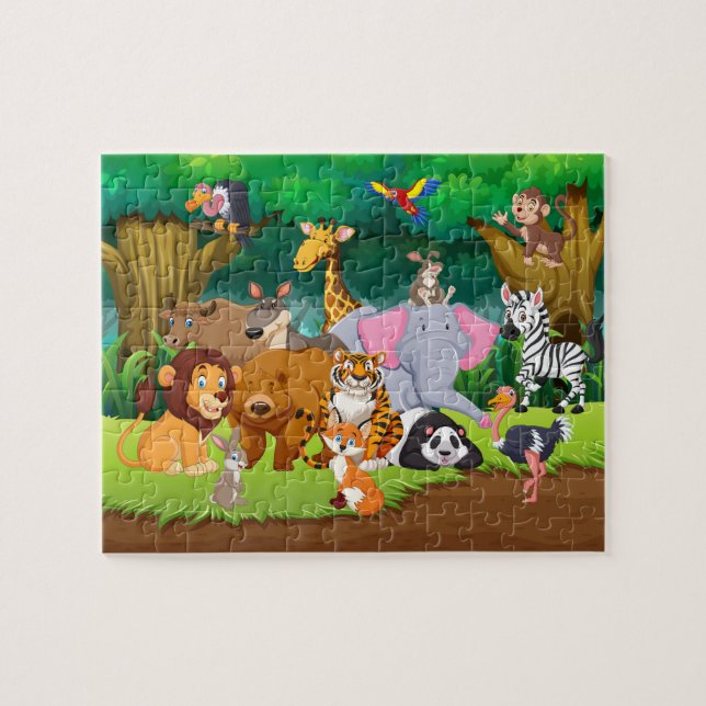 Cute jungle animals jigsaw puzzle (Horizontal)