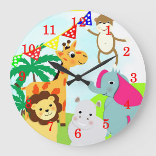 Cute Jungle Animals Kids Clock