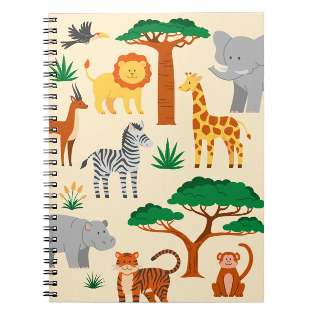 Cute jungle animals kids notebook (Front)