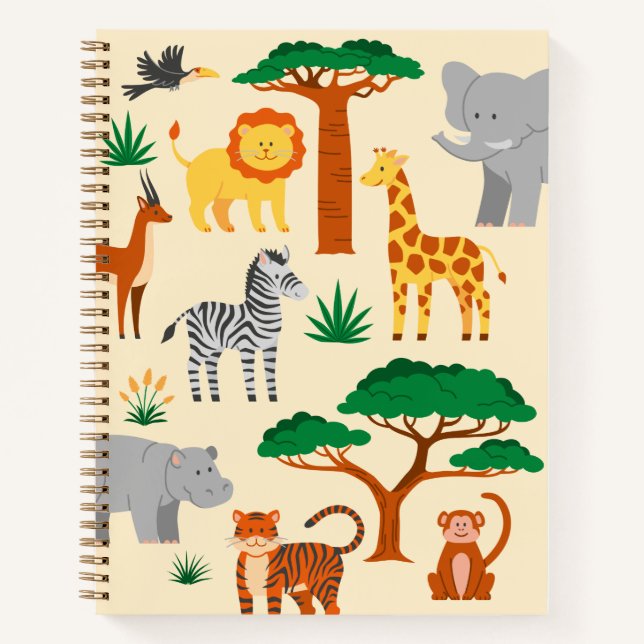 Cute jungle animals kids notebook (Front)