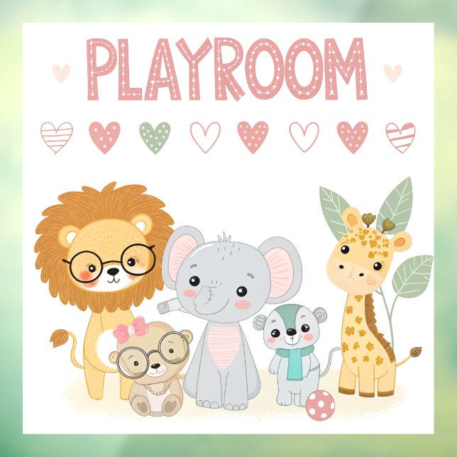 Cute Jungle Animals Kids Personalised Playroom  (Sheet 3)