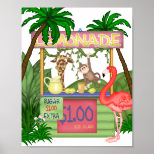 Cute Jungle Animals Lemonade Stand Poster