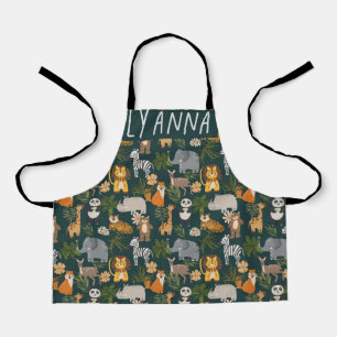 Cute Jungle Animals Print  Apron