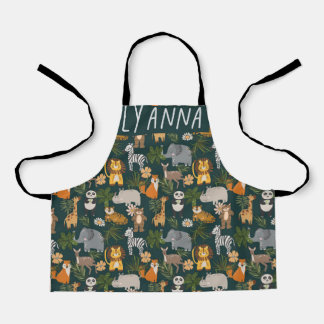 Cute Jungle Animals Print  Apron