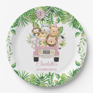 Cute Jungle Animals Safari Adventure Car Birthday  Paper Plate