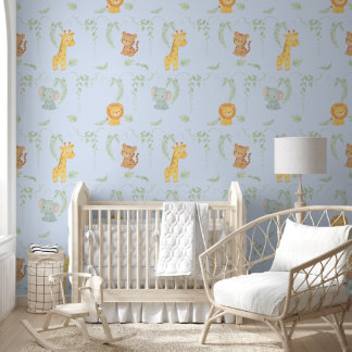 Cute Jungle Animals Safari Baby Room & Playground Wallpaper