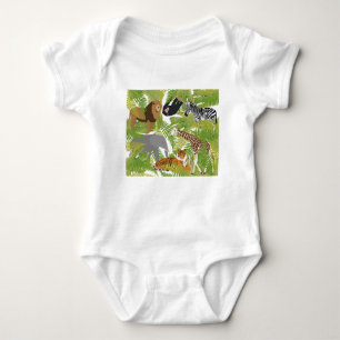 Cute Jungle Animals Safari Boy   Girl Baby Bodysuit