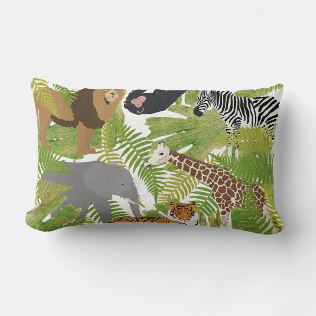Cute Jungle Animals Safari Boy | Girl Lumbar Cushion (Front)