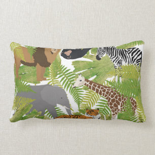 Cute Jungle Animals Safari Boy   Girl Lumbar Cushion