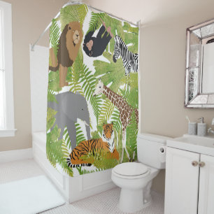 Cute Jungle Animals Safari Boy Girl Shower Curtain