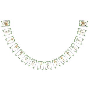 Cute Jungle Animals Safari Car Greenery Birthday Bunting
