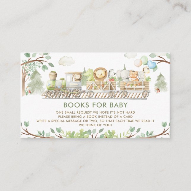 Cute Jungle Animals Train Greenery Books for Baby  Enclosure Card (Front)