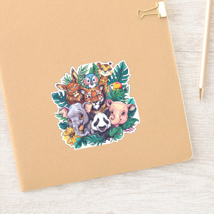 Cute Jungle Animals Vinyl Sticker