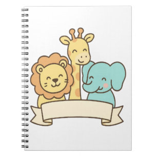 Cute Jungle Animals with Banner – Safari Nursery Notebook