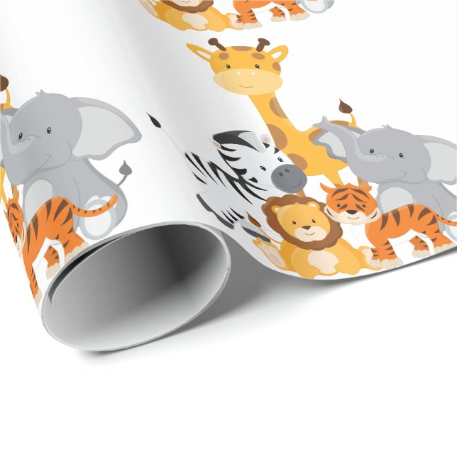 Cute Jungle Baby Animal Wrapping Paper (Roll Corner)