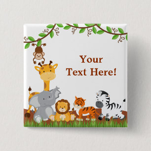 Cute Jungle Baby Animals Button