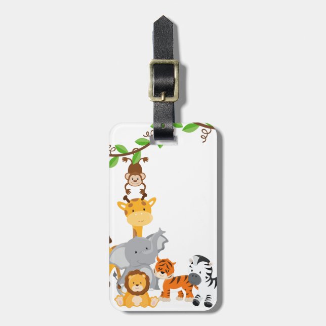 Cute Jungle Baby Animals Luggage Tag (Front Vertical)