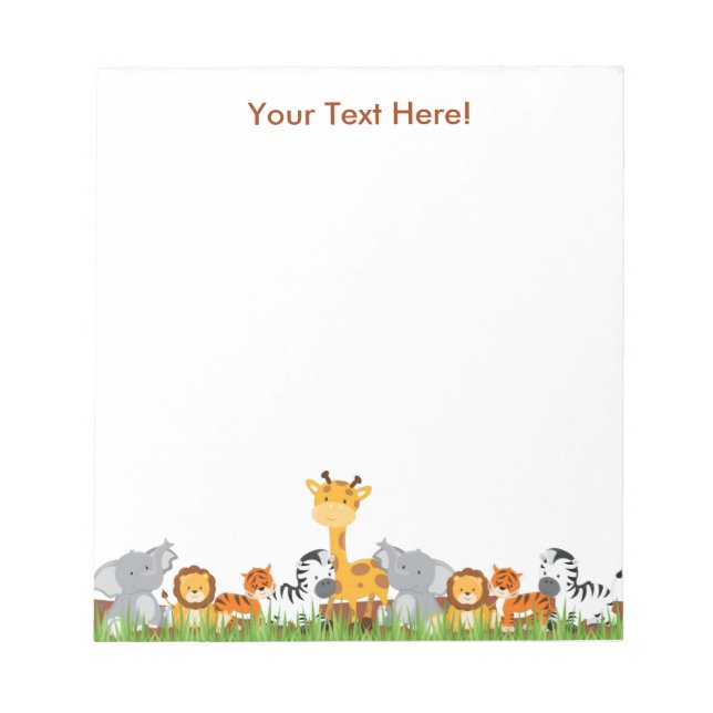Cute Jungle Baby Animals Notepad (Front)