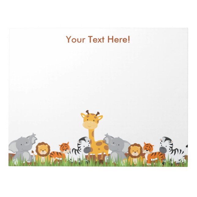 Cute Jungle Baby Animals Notepad (Front)
